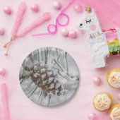 Winter, Pinecone, Sneeuwvlokken Papier Borden Papieren Bordje (Feest)