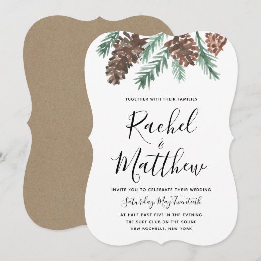 Winter Pinecone | Uitnodiging tot weddenschappen (Voorkant / Achterkant)