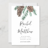 Winter Pinecone Waterverf behalve datum Magnetische Uitnodiging (Voorkant)