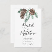 Winter Pinecone Waterverf niet-foto sparen de datu Save The Date (Voorkant / Achterkant)