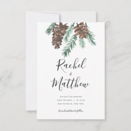 Winter Pinecone Waterverf niet-foto sparen de datu Save The Date