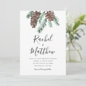 Winter Pinecone Waterverf Weddenschap Kaart (Staand voorkant)