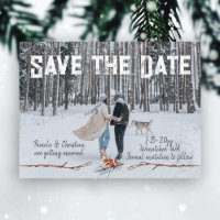 Winter Pinecone Wedding Save-the-Date Briefkaart