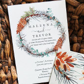 Winter Pinecone Wreath, Eucalyptus Wedding Kaart