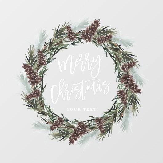 Winter Pinecone Wreath Merry Kerstfeestdag Raamsticker (Vel)
