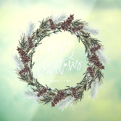 Winter Pinecone Wreath Merry Kerstfeestdag Raamsticker (Vel 3)