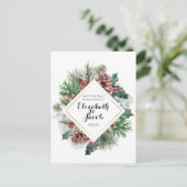 Winter Pinecones and Holly Save the Date Briefkaart (Staand voorkant)