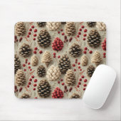 Winter Pinecones and Red Berries Muismat (Met muis)