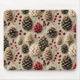 Winter Pinecones and Red Berries Muismat