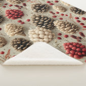 Winter Pinecones and Red Berries Sherpa Deken (3/4)