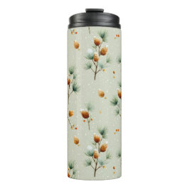 Winter Pinecones and Snowy Branches Thermosbeker