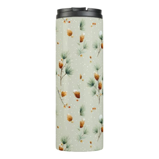 Winter Pinecones and Snowy Branches Thermosbeker (Achterkant)