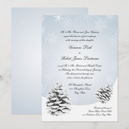 Winter Pinecones Bruiloft Kaart (Voorkant / Achterkant)