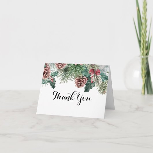 Winter Pinecones en Holly Hartelijk dank Bedankkaart (Voorkant)