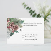 Winter Pinecones en Holly RSVP-kaart RSVP Kaartje (Staand voorkant)