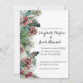 Winter Pinecones, en Holly Wedding Kaart (Voorkant)