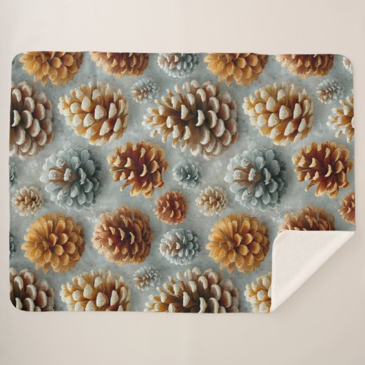 Winter Pinecones Harmony Sherpa Deken (Voorkant (horizontaal))