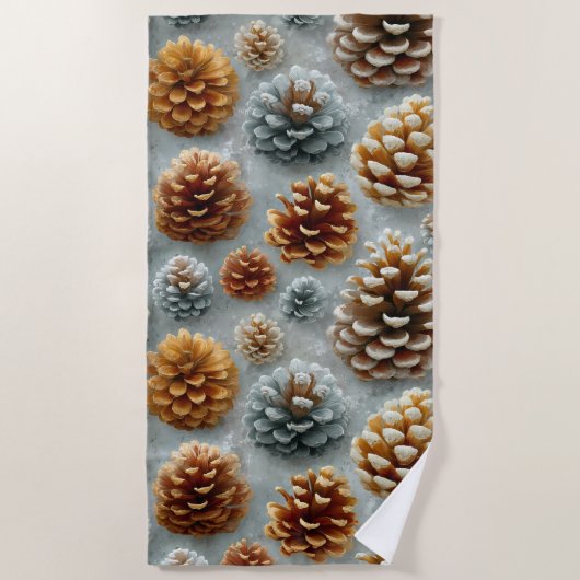 Winter Pinecones Harmony Strandlaken (Voorkant)