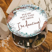 Winter Pinecones Trouwplaats Kaartnaam Tag Ronde Kartonnen Onderzetter