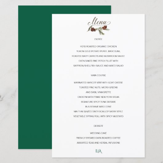 Winter Pinery Wedding Menu (Voorkant / Achterkant)