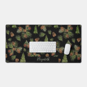 Winter Pines Aangepaste Naam Groene Bureaumat (Keyboard & Muis)