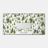 Winter Pines Aangepaste Naam Groene Bureaumat (Keyboard & Muis)