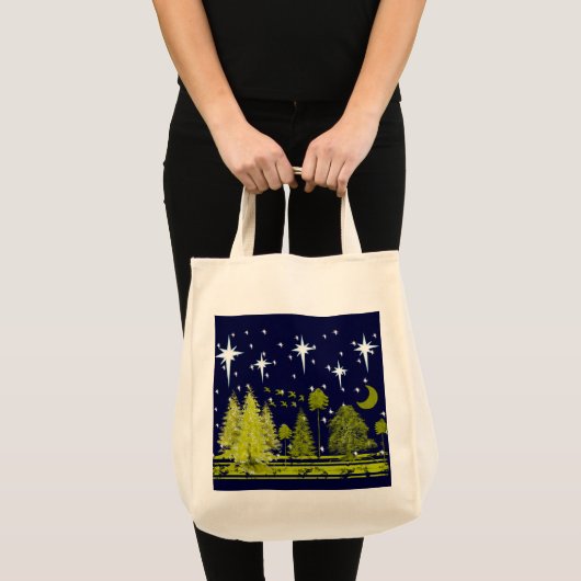 Winter Pines Bag-Stars en Groene Maan Tote Bag (Voorkant (product))