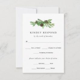 Winter Pines bruiloft | Maaltijdkeuze RSVP Kaartje