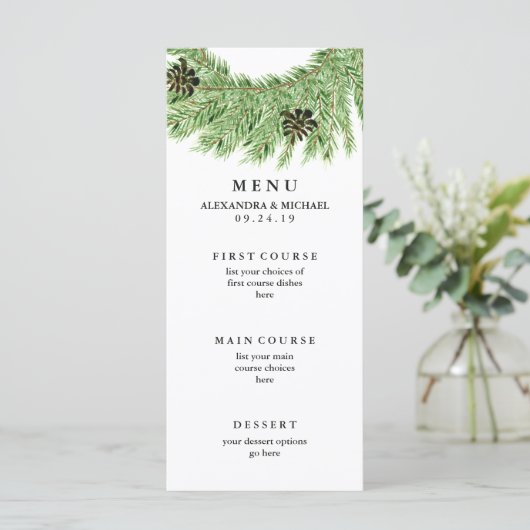 Winter Pines Bruiloft Menu (Staand voorkant)