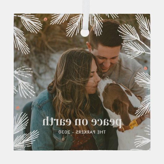 Winter Pines Custom Foto Kerst Ornament (Achterkant)
