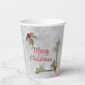 Winter Pines en Holly Paper cup Papieren Bekers (Achterkant)