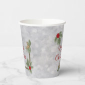 Winter Pines en Holly Paper cup Papieren Bekers (Links)