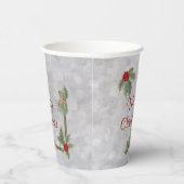 Winter Pines en Holly Paper cup Papieren Bekers (Rechts)