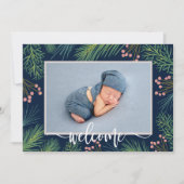 Winter Pines Foto geboorteaankondigingen Feestdagenkaart (Voorkant)