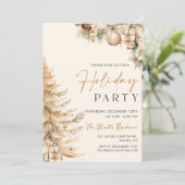 Winter Pines Gold Kerstvakantie feest Kaart (Staand voorkant)