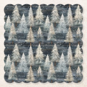 Winter Pines & Holiday Sentiments Kartonnen Onderzetters (Voorkant)