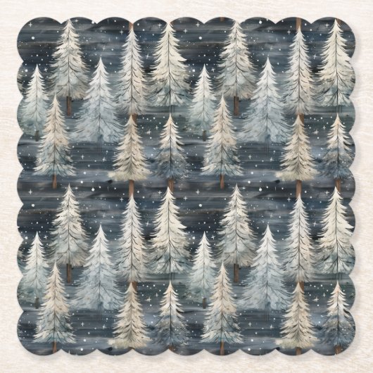 Winter Pines & Holiday Sentiments Kartonnen Onderzetters (Voorkant)