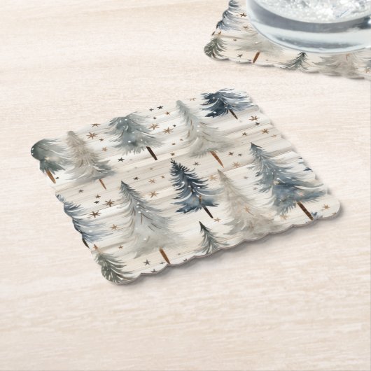 Winter Pines & Holiday Sentiments Kartonnen Onderzetters (Gebogen)