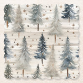 Winter Pines & Holiday Sentiments Kartonnen Onderzetters (Voorkant)