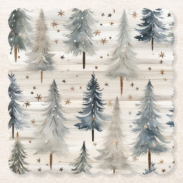 Winter Pines & Holiday Sentiments Kartonnen Onderzetters