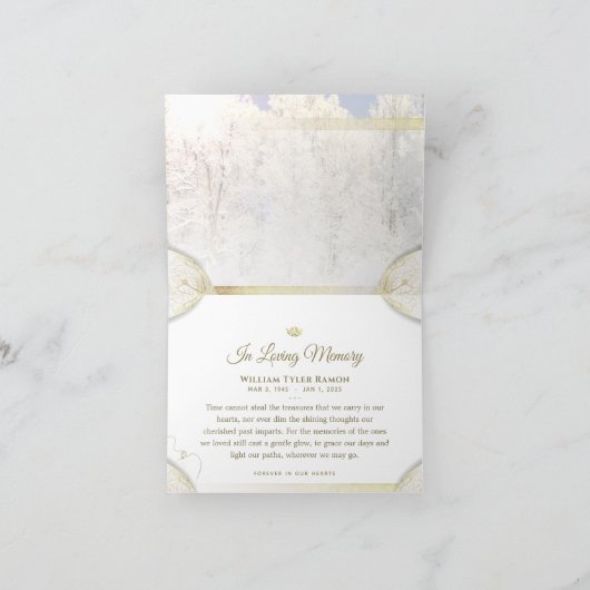 Winter Pines in Memory Sympathie Hartelijk dank 4 Kaart (Binnen)