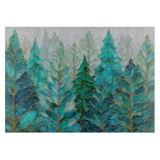 Winter Pines – Kerstbos Snijplank (Voorkant)