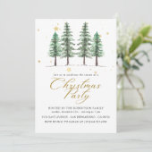 Winter Pines & Kerstfeest Uitnodiging. Feestdagenkaart (Staand voorkant)
