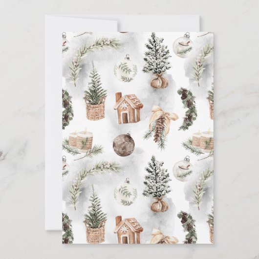 Winter Pines Kerstmis Vakantie Party uitnodiging (Achterkant)