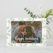 Winter Pines moderne vakantie fotokaart Feestdagenkaart (Staand voorkant)