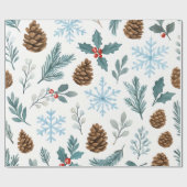 Winter Pines & Snowflakes Cadeauverpakking Cadeaupapier (Vlak)