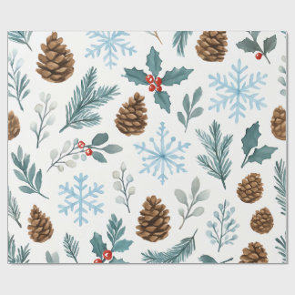 Winter Pines & Snowflakes Cadeauverpakking Cadeaupapier