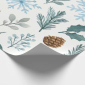 Winter Pines & Snowflakes Cadeauverpakking Cadeaupapier (Hoek)