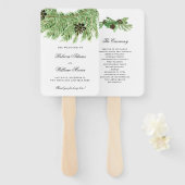 Winter Pines Wedding Programme Handwaaier (Voorkant en achterkant)