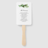 Winter Pines Wedding Programme Handwaaier (Achterkant)